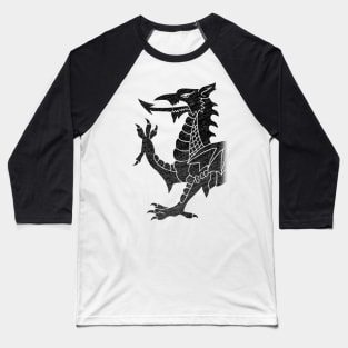 Welsh Dragon Black Baseball T-Shirt